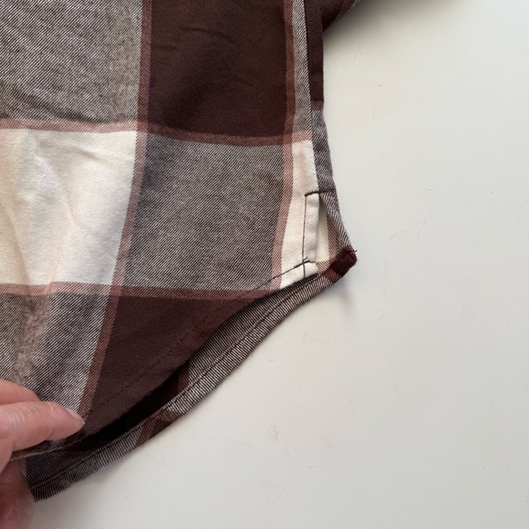 Abercrombie & Fitch Brown and White Plaid Button Down Flannel Shirt - Picture 4 of 7